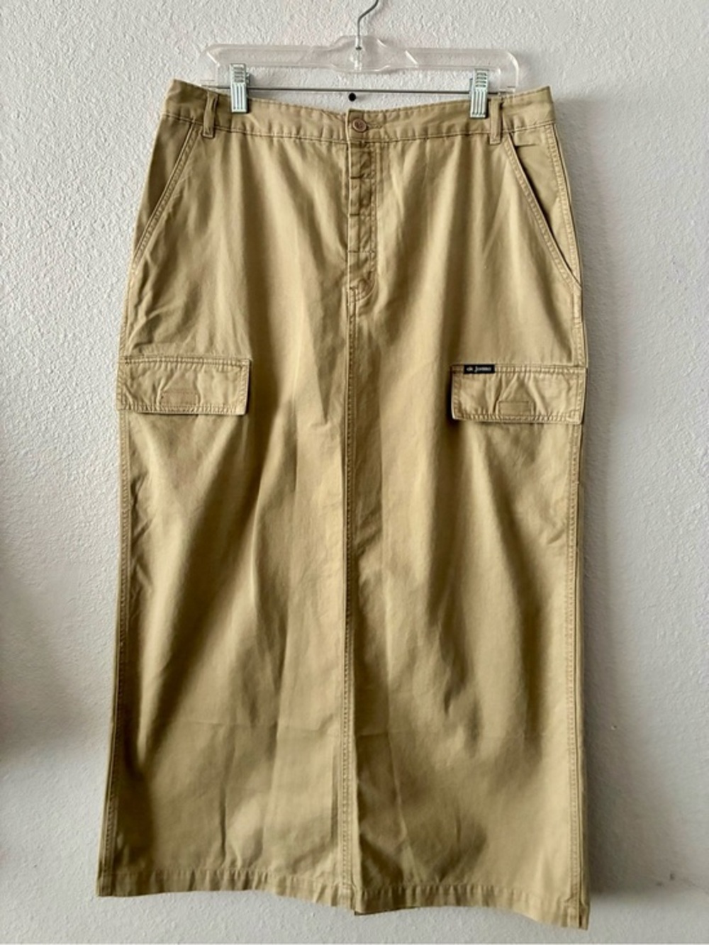 VTG 90s CK JEANS 13 Calvin Klein Khaki Utility Cargo Skirt 💯 Cotton EUC